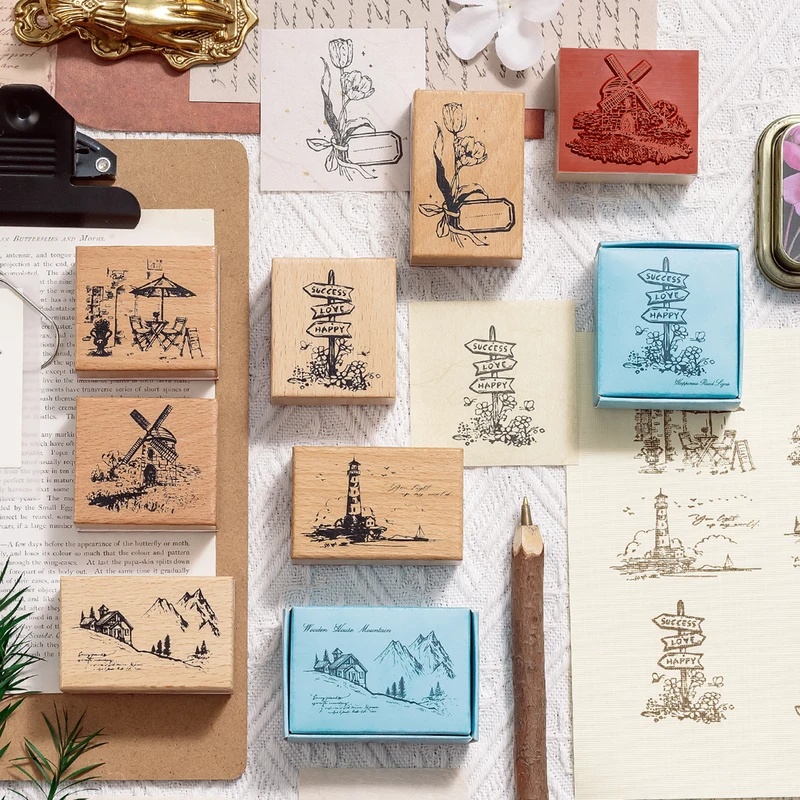 Vintage houten rubberstempels, - Scrapbooking recensie en prijs