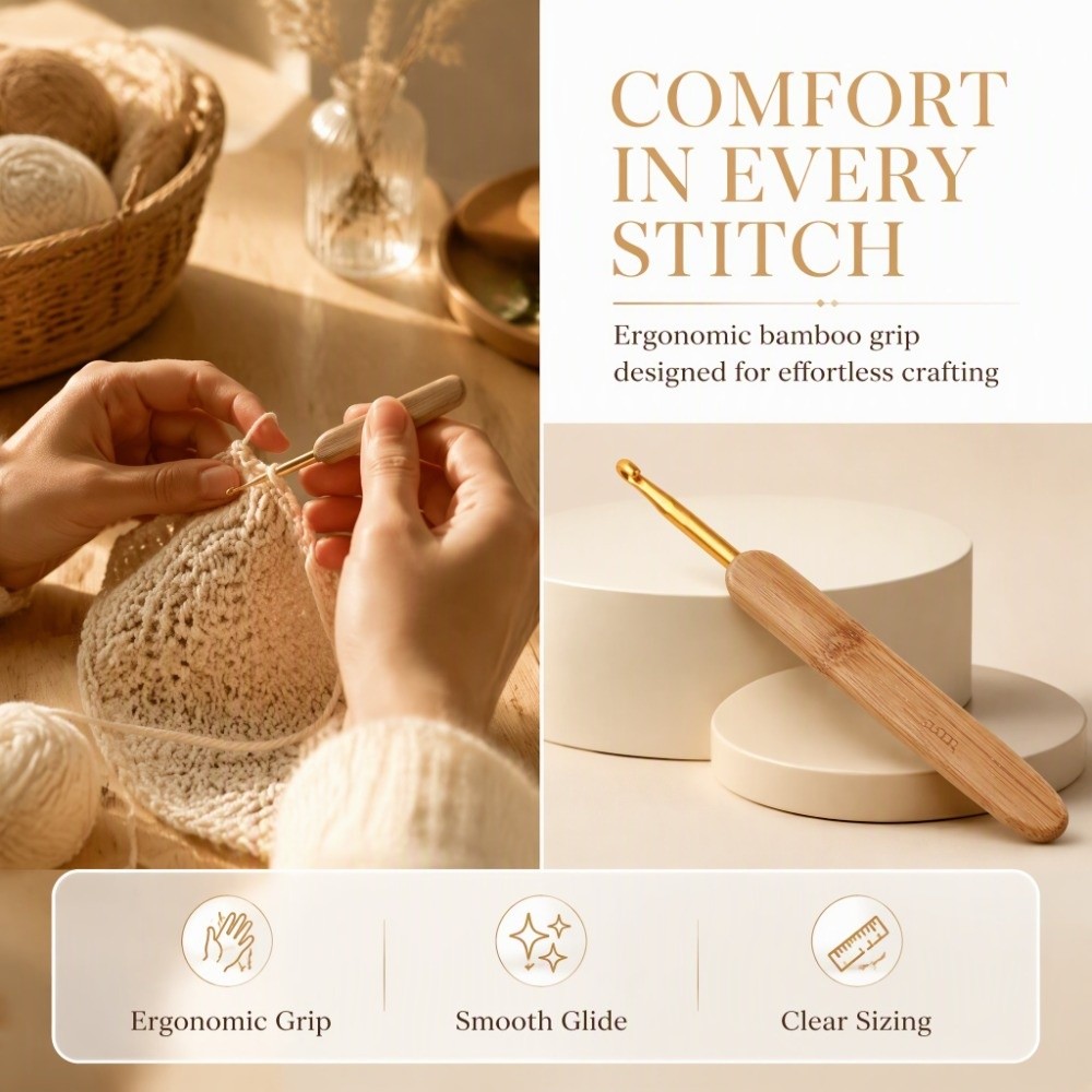 8-delige set haaknaalden, mate - Wooden Crochet Hooks Ergonomic Handle recensie en prijs