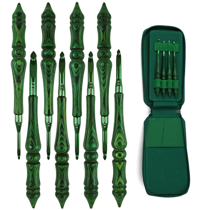 8-delige haaknaaldset 3,0-7,0  - Wooden Crochet Hooks Ergonomic Handle recensie en prijs